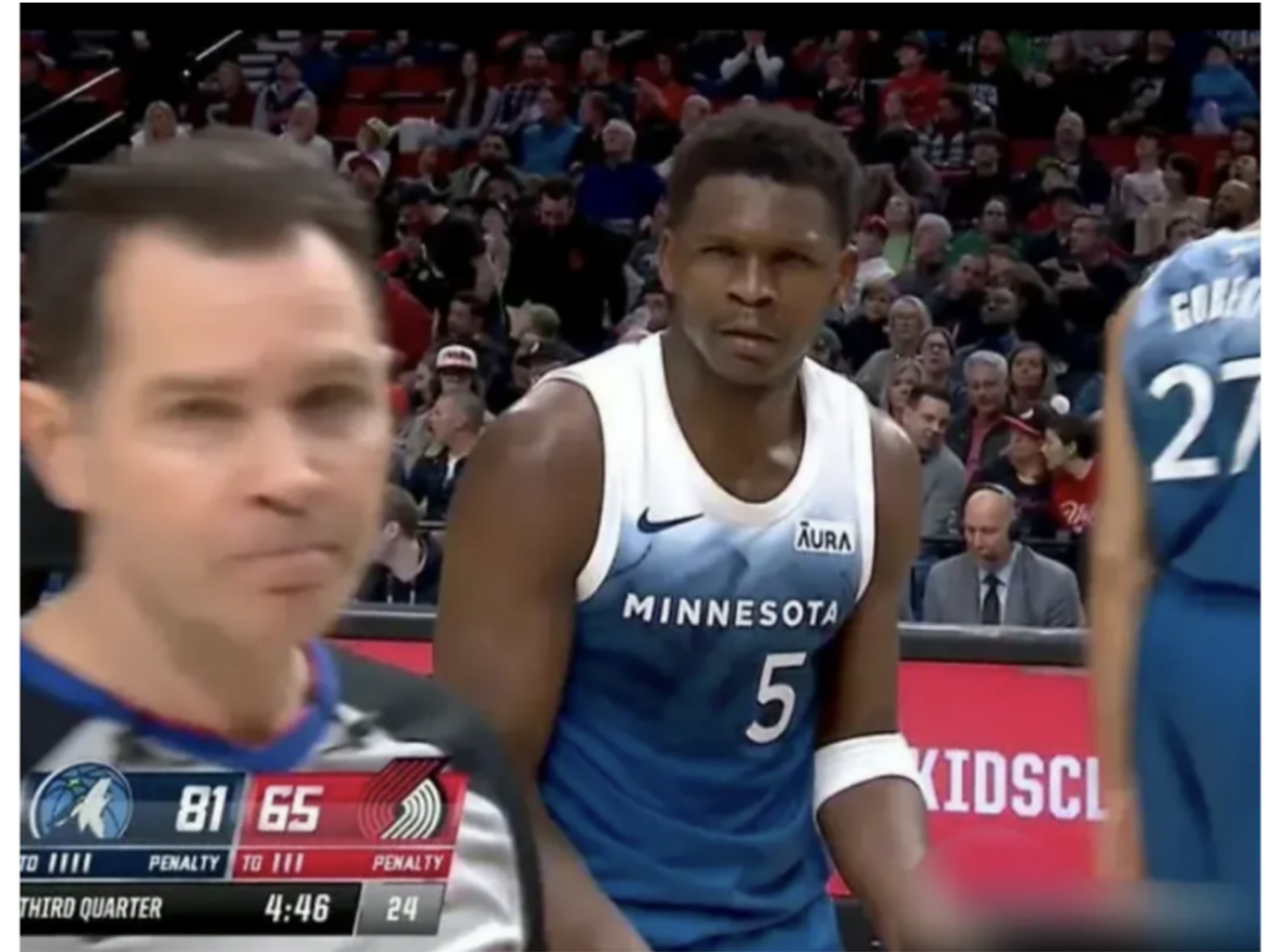 森林狼客场胜开拓者，中断对手连胜